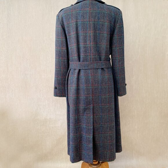 Vintage Aquascutum Trench Coat | Pure Virgin Wool Herringbone Plaid - Picture 2 of 14